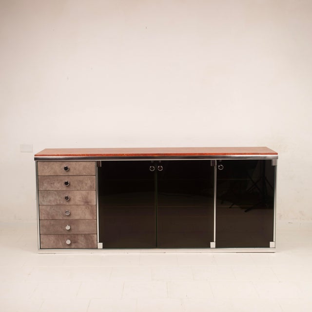 Marble and Leather Tucroma Sideboard by Guido Faleschini for i4 Mariani, 1970 For Sale - Image 11 of 18