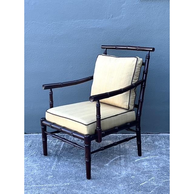 Mid-Century Modern Vintage Vanguard Carved Bamboo Lounge Chair For Sale - Image 3 of 12