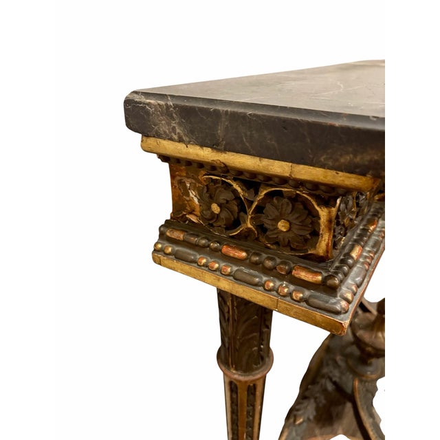 Brown 18th Century French Louis XVI Carved Wood and Marble Demi-Lune Console Table For Sale - Image 8 of 9