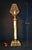 An exceptionally decorative and substantial early 20th-century column table lamp, combining richly veined marble, cast...
