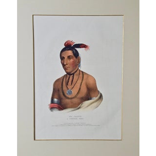 Wa-Kawn, a Winnebago Chief: Folio-Sized Hand-Colored McKenney & Hall Lithograph, 1841 For Sale