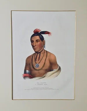 Wa-Kawn, a Winnebago Chief: Folio-Sized Hand-Colored McKenney & Hall Lithograph, 1841