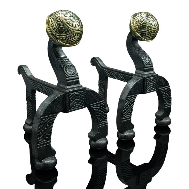 1880s Antique Victorian English Decorative Firedogs For Sale