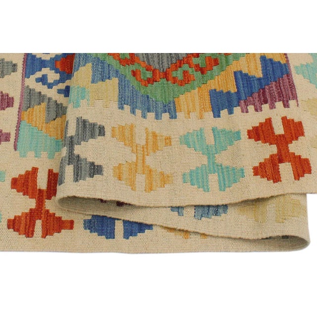 Textile Abstract Kilim Rust Beige Wool Rug - 3'3" X 5'0" For Sale - Image 7 of 7