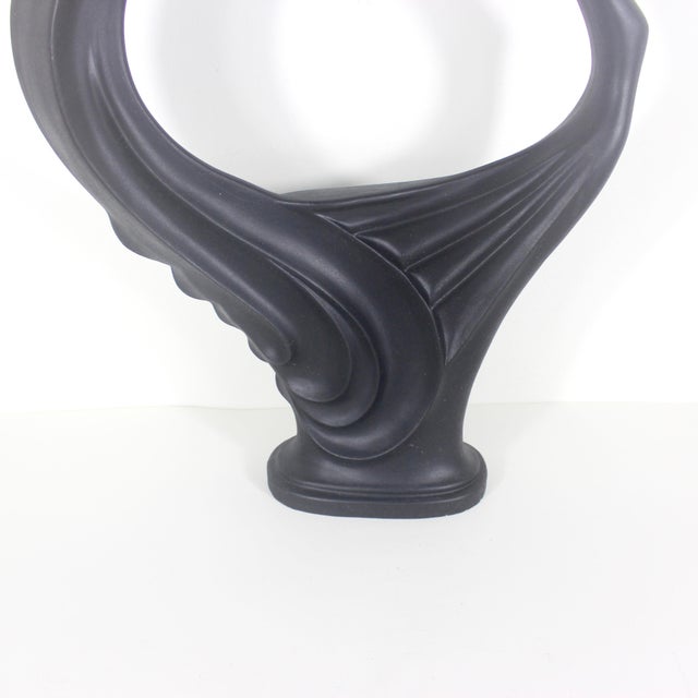 Art Nouveau Black Ceramic Flying Dancing Woman Sculpture 19” Tall For Sale - Image 11 of 13