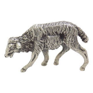 Vintage Italian Genuine Silver Sheep Detailed Figurine, 1970s For Sale