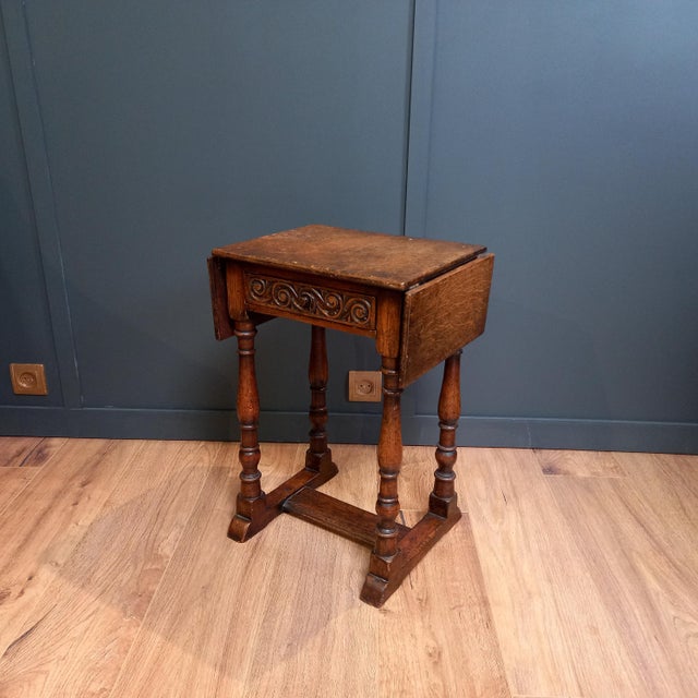 Antique Drop Leaf Joint Stool, 1700s For Sale - Image 10 of 13