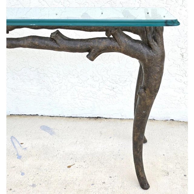 Contemporary Patinated Bronze Faux Bois Branch Console Table Attributed to Carl Gillberg For Sale - Image 3 of 12