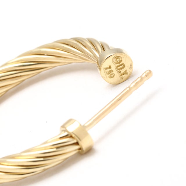 David Yurman Large Twisted Hoop Earrings, 18k Yellow Gold, Length 24.8 Mm For Sale - Image 4 of 6