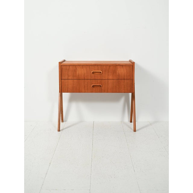 Scandinavian Teak Bedside Table with Two Drawers, 1960s For Sale - Image 9 of 9