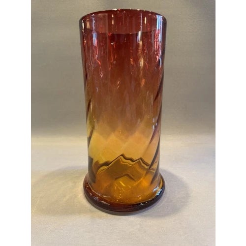 Glass 9.5" Antique Victorian Amberina Swirl Art Glass Vase For Sale - Image 7 of 12