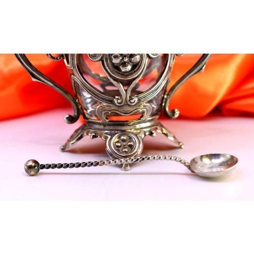 Silver Sugar Bowl with Spoon, Set of 2 For Sale - Image 3 of 9