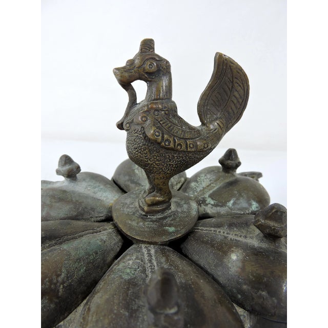 Antique Metal Indian 'Raj' Spice Container / Storage Box With Sacred Bird Finial For Sale - Image 4 of 7