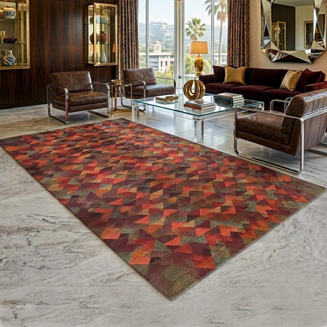 Mid-Century Modern Italian Geometric Woolen Rug by Missoni for T&J Vestor, 1980s For Sale - Image 3 of 13