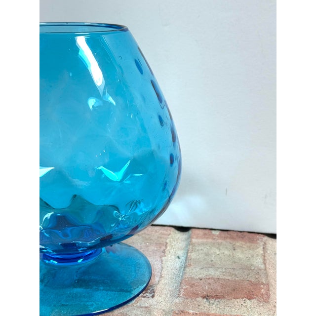 Mid 20th Century Mid 20th Century Italian Empoli Optic Blue Glass Vase For Sale - Image 5 of 6