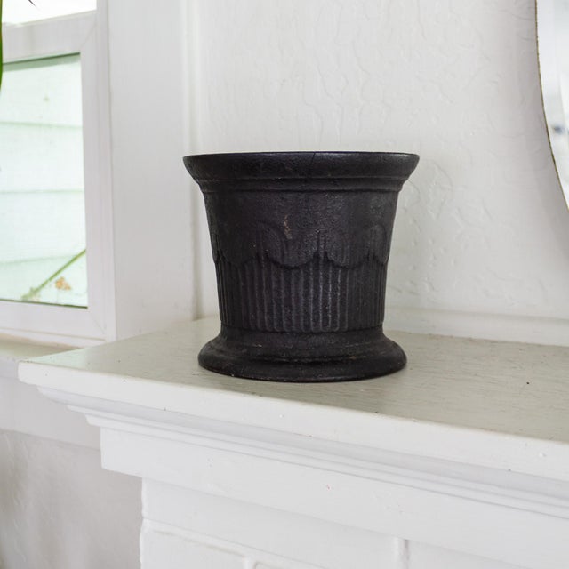 Mid 19th Century 19th Century Black Cast Iron Mortar Jardiniere or Plant Holder For Sale - Image 5 of 11