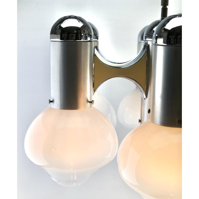 Chrome and Opaline Glass Globes Chandelier from Sciolari For Sale - Image 6 of 17