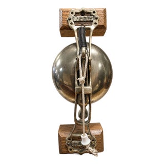 Antique St. Louis Car Company (ST. L.C. CO.) Mechanical Brass Bell – Wall Mount For Sale