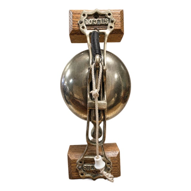 Antique St. Louis Car Company (ST. L.C. CO.) Mechanical Brass Bell – Wall Mount For Sale
