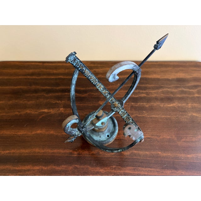 Verdigris Vintage English Country Brass & Verdigris Armillary Sundial For Sale - Image 8 of 11