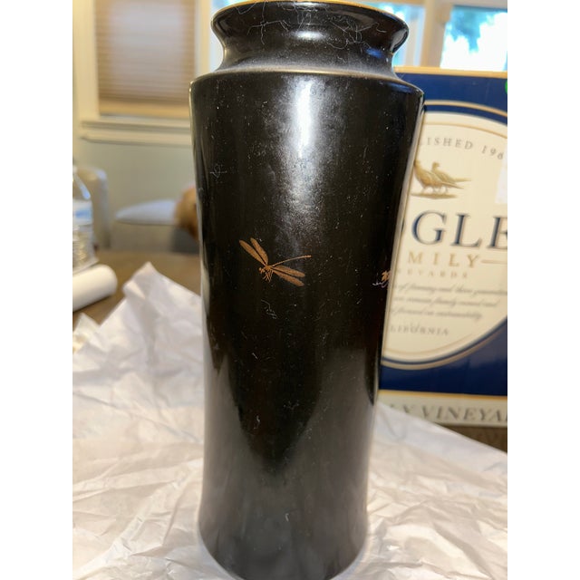 Late 19th Century Black Floral Decorative Vase With Gold Accents For Sale - Image 5 of 7