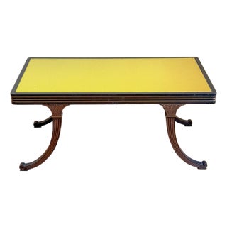 Early 1900s Citron Gold Mirror Top and Ebony Walnut Empire Coffee Table For Sale