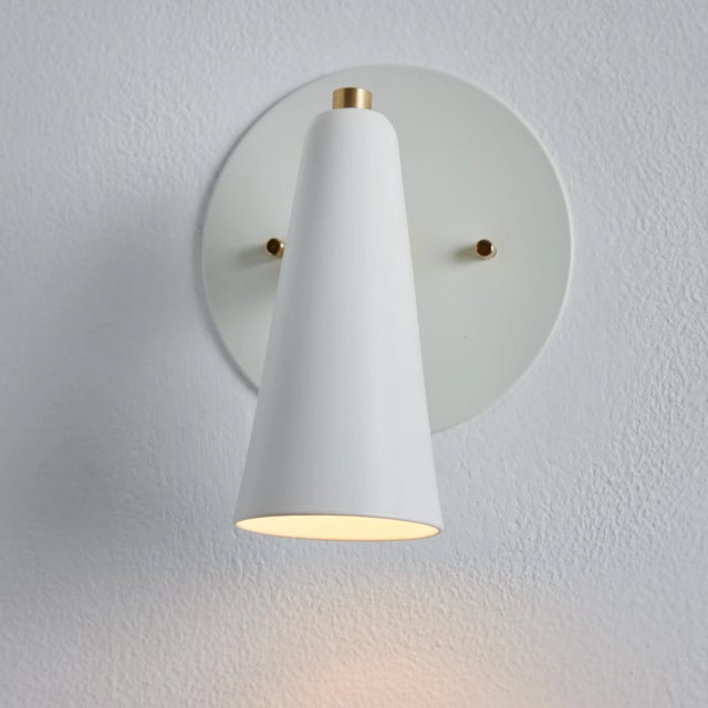 Alvaro Benitez 'Lupita' Sconces in White & Brass by Alvaro Benitez - a Pair For Sale - Image 4 of 13