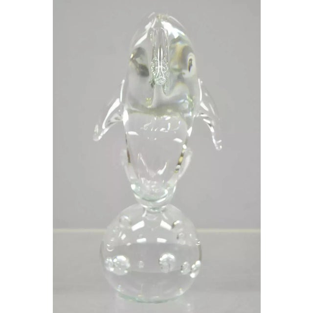 White Royal Gallery Italian Crystal Glass 12" Dolphin Fish Sculpture Murano Style For Sale - Image 8 of 10