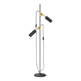 Stav Two-Arms Floor Lamp in Black Brass by Johan Carpner for Konsthantverk For Sale