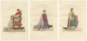 Mercuri, Historical Portraits of Sixtus IV, Platina and a Noble Englishwoman, 1845, Prints, Set of 3
