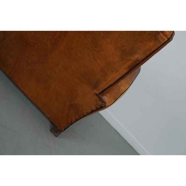 Vintage French Cognac-Colored Leather Club Chair, 1950s For Sale - Image 12 of 18