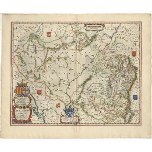 Map of Kingdom of Arragon from Blaeu, Spain, 1642 For Sale - Image 12 of 12