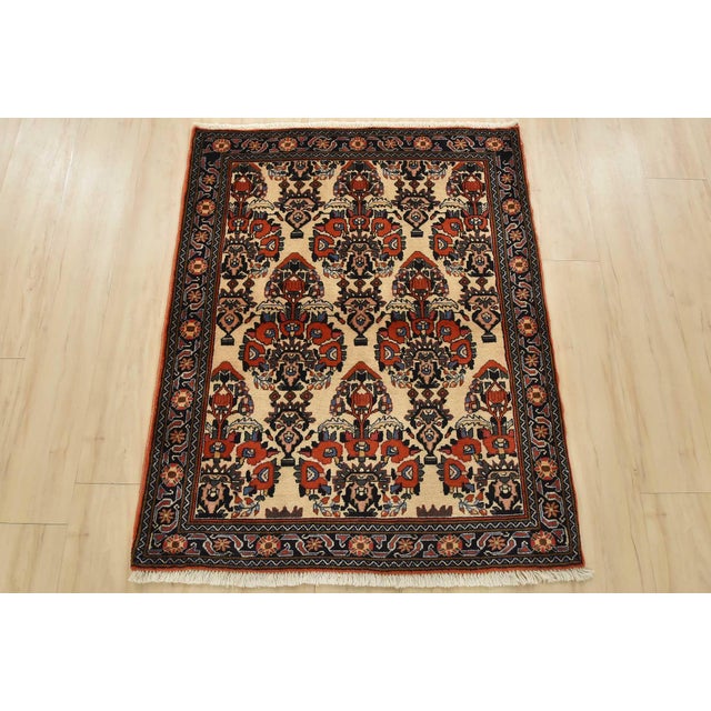 Farmhouse Shahre Babak Rug 3’2” X 4′ Ivory Wool Vintage Traditional Hand-Knotted Carpet For Sale - Image 3 of 12