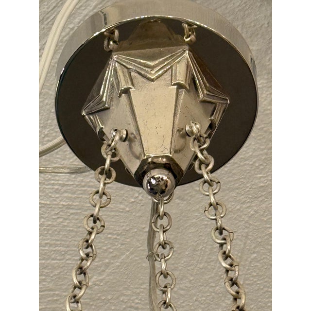 French Art Deco Pendant Chandelier Signed by Sabino For Sale - Image 12 of 13