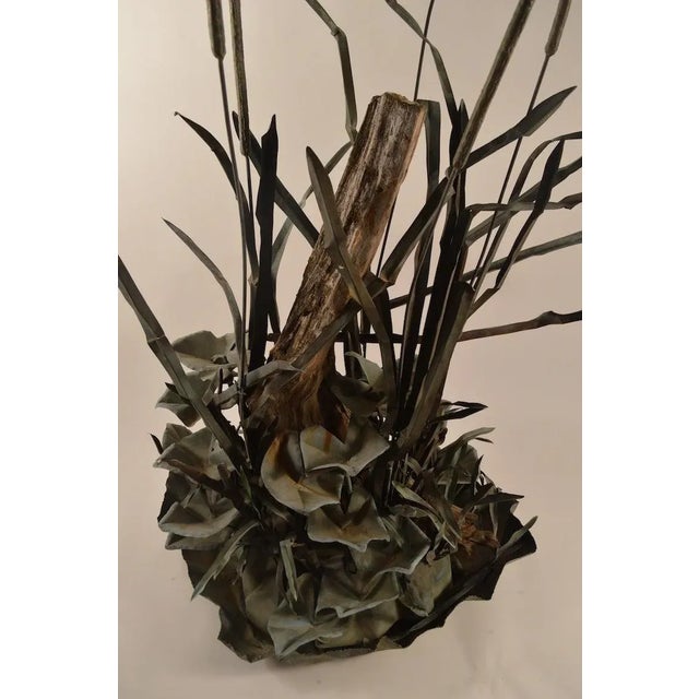 Large Verdigris Copper Cattails and Driftwood Fountain For Sale - Image 4 of 11