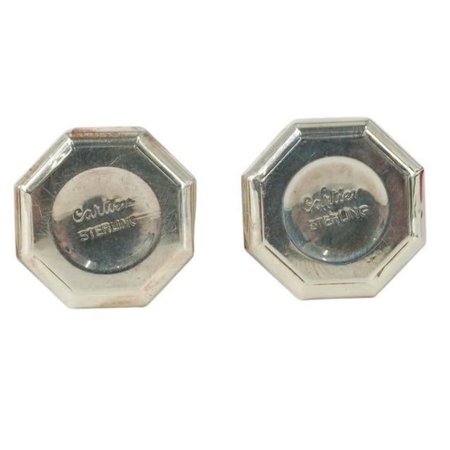 Vintage Cartier Solid Silver Set of Salt and Pepper Octagonal Form Box of 8 For Sale - Image 9 of 9