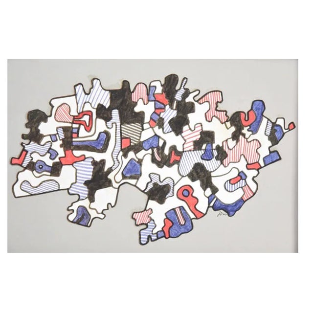 Andy Warhol 1960s Attributed to Jean Dubuffet, Marker on Paper, Titled Paysage, Initialed and Dated For Sale - Image 4 of 11