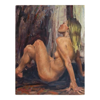 'Seated Nude With Earring', by Ron McDowell, 1982, Southwest Figural Painter, University of Texas For Sale