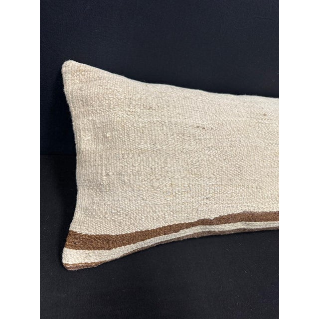 Turkish Hemp Pillow Cushion Natural Beige Brown Cushion Cover 14"x40" #30512 Enhance your home decor with our Kilim Pillow...