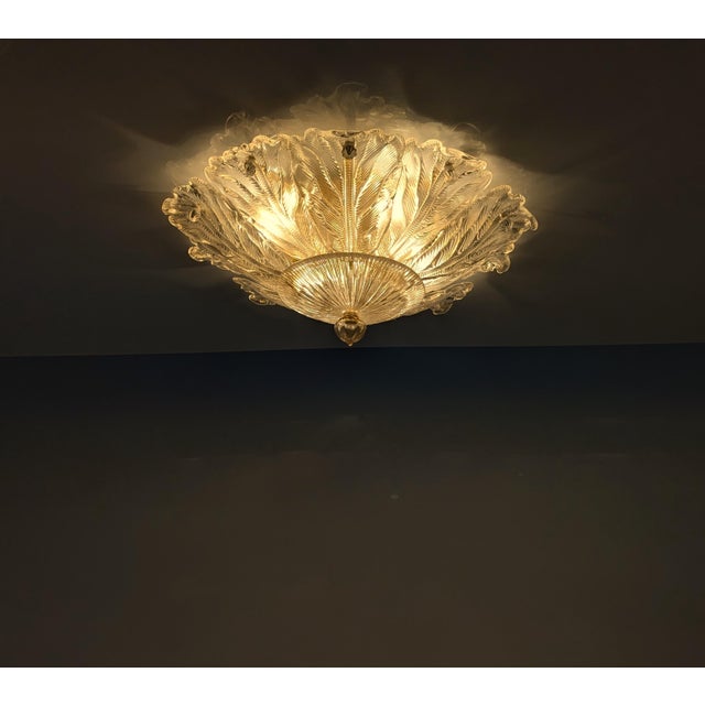 Foglia Doro Recessed Ceiling Lamp from Barovier & Toso, Italy, 1980s For Sale - Image 9 of 12