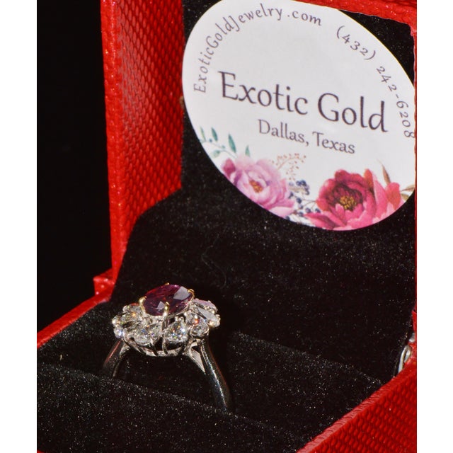 Gia Certified 3.15ct No-Heat Purple Pink Sapphire & Diamond 18k Gold Halo Ring, Size 6.5 For Sale - Image 17 of 18