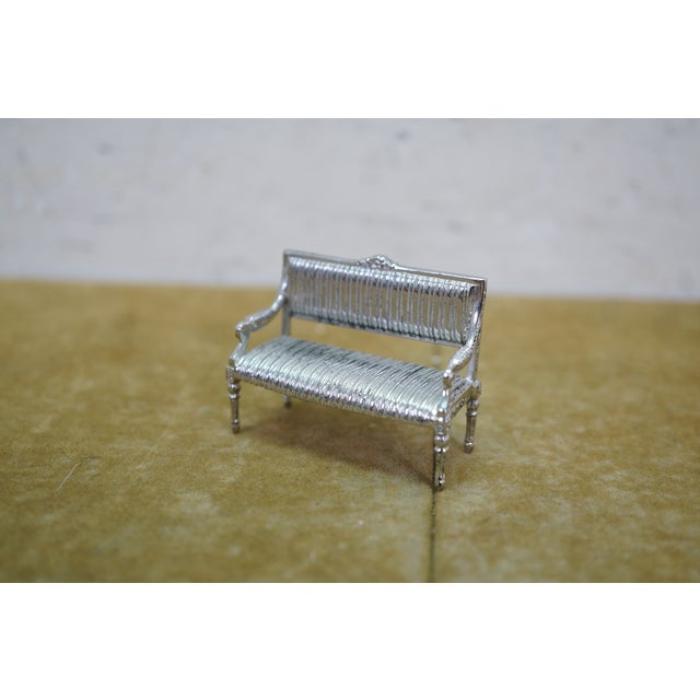 Antique Victorian Miniature Silver Dollhouse Furniture Settee Table Chairs 2" For Sale - Image 15 of 18