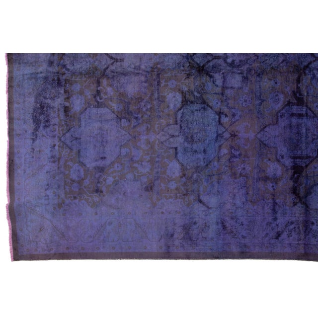 1940s Purple Vintage Persian Overdyed Handmade Wool Rug With Allover Design For Sale - Image 5 of 11