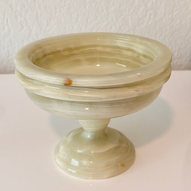 Mid 20th Century Mid 20th Century Italian Vide Poche Green Onyx Pedestal Compote Bowl For Sale - Image 5 of 12