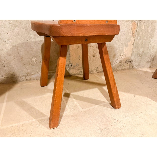 Late 19th Century Set of 3 Vintage Alpine Bavarian Heart-Cutout Plank Chairs (Brettstuhl) For Sale - Image 5 of 7