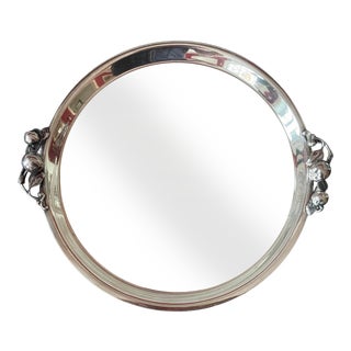 Round Silverplate Bar Tray, Alphonse LaPaglia Style, International Silver For Sale
