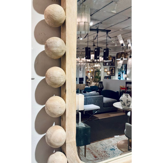 Contemporary Revelation Organic Modern Natural Wood Ball Brianza Wall Mirror For Sale - Image 3 of 4