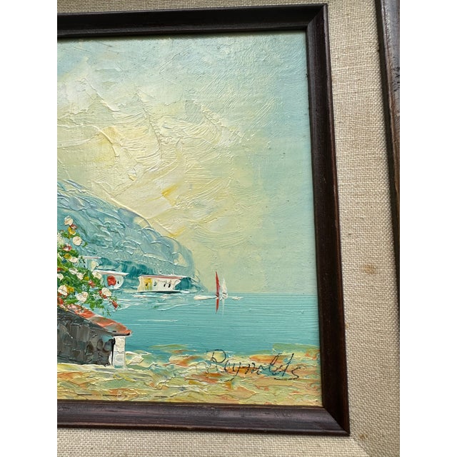 Blue Mid 20th Century Original Seaside Landscape Oil Painting Reynolds Framed For Sale - Image 8 of 11