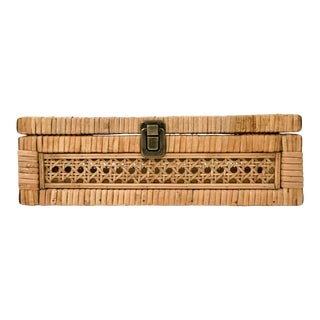 Leigh Rattan Storage Box in Mustard For Sale