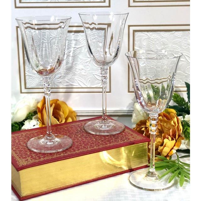 Vintage Mikasa Sonata Glasses Platinum Trim Water Goblets Set of 3